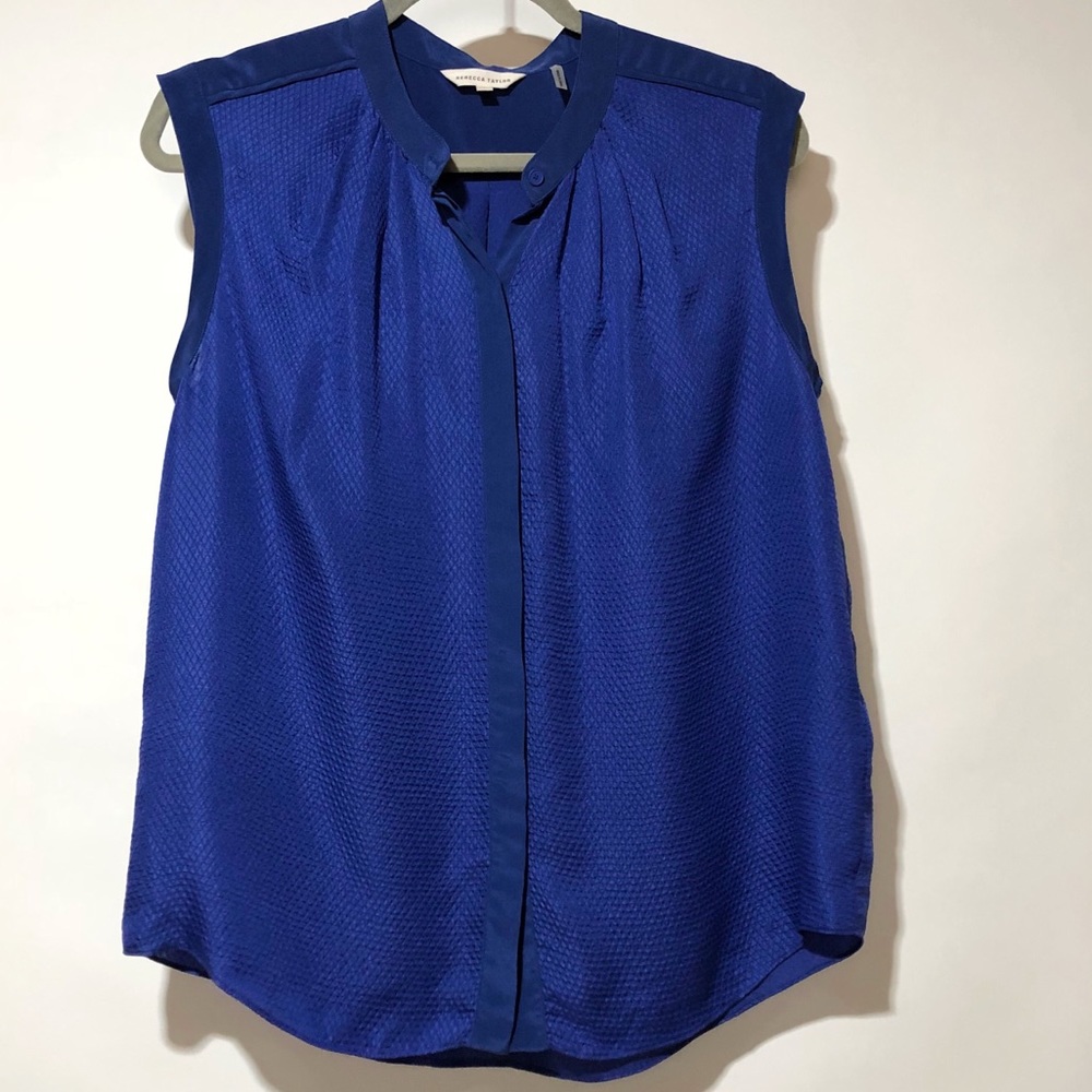Rebecca Taylor Sleeveless Button Down Silk Blouse